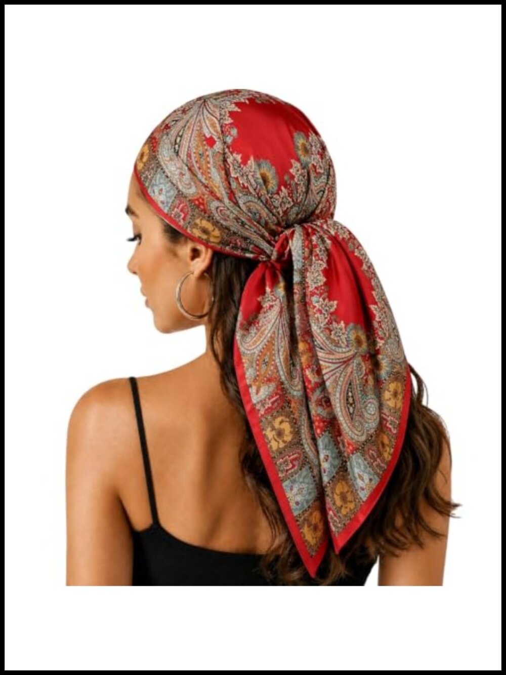 HinyBoeh Polyester Satin Square Scarf 35x35 Inch Head Wrap Neckerchief